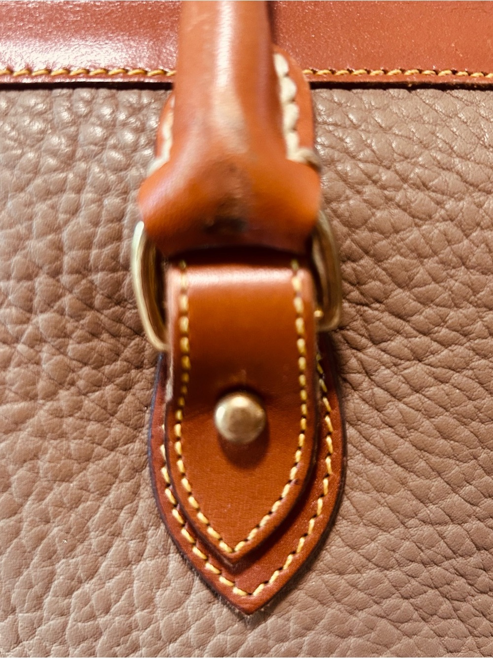 Vintage 90s Dooney & Bourke Pebbled Leather Satchel in Grey and Tan - Picture 6 of 7
